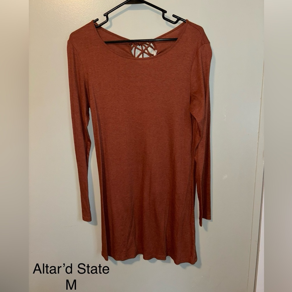 Altar’d State Long Sleeve Orange Dress